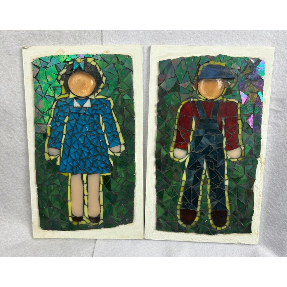 2 Set Mosaic Wall Decor Art Hanging Kids Boy & Girl Hobby Lobby Glass Tile Decor